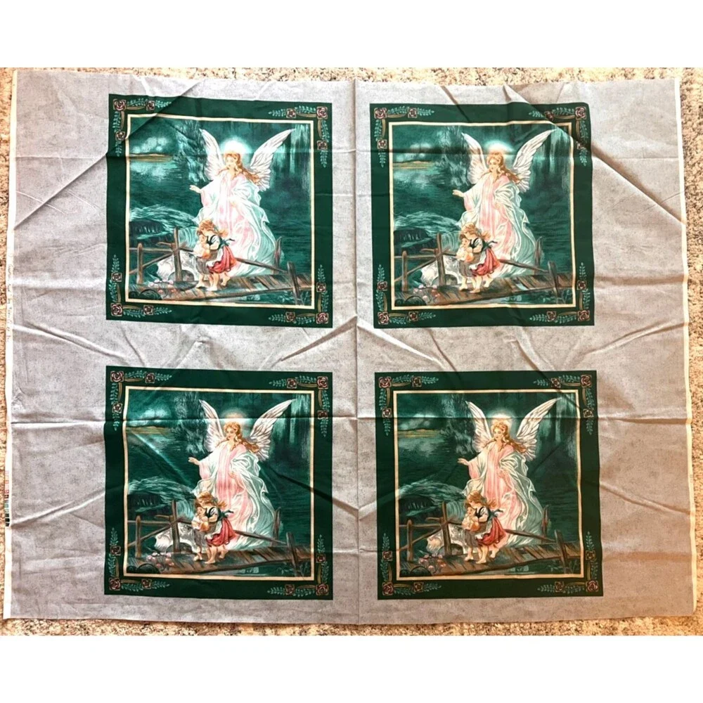 Guardian Angel Quilting Fabric Pillow Panel Cotton 35” X 44” Craft Sew Fairycore